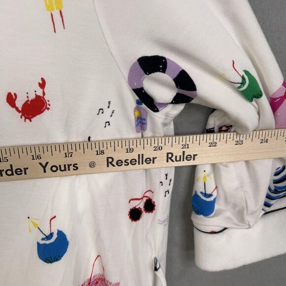 Kate Spade Robe Womens XS/S White Beach Print Terry Summer Swim Resort Vacation - Picture 13 of 16